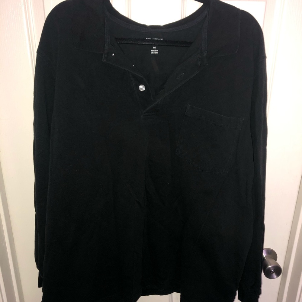 King size Big 2xl Long Sleeve Black Polo